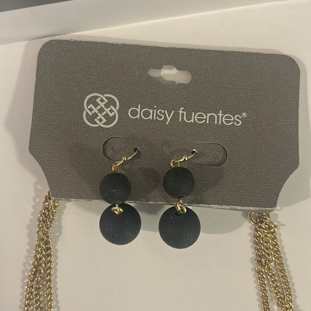 Daisy Fuentes Black Bead & Gold Rhinestone Accent Artistic Necklace NWT So CUTE! - Picture 3 of 6